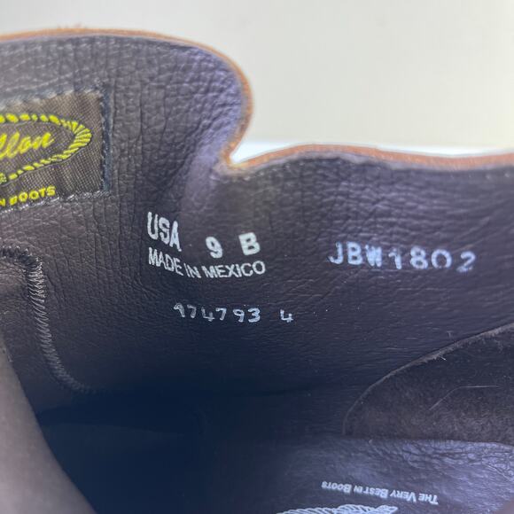 JB Dillon Brown Leather Buckle Zip Up Block Heel Ankle Boots Western Size 9B - Picture 10 of 14